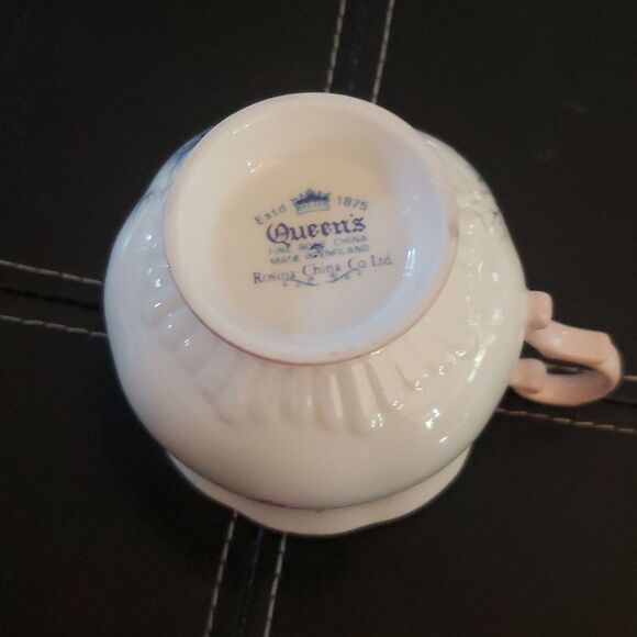Vintage QUEEN'S Fine Bone China Tea Cup Saucer Rosina England 1875 Floral Rare - Picture 8 of 8